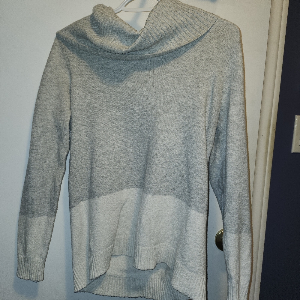 Reitmans Gray and Cream Cowl Neck Sweater
